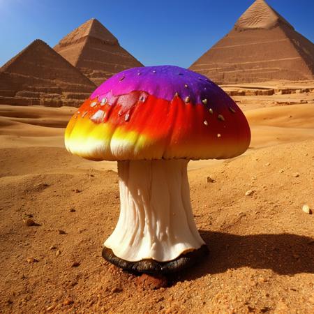 00060-635504219-masterpiece, intricate photo, mushroom with rainbow-colored cap, background enchanted mountainous desert in egypt, fantasy art,.jpg